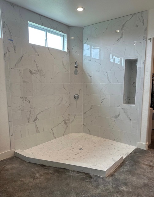 Block wall bathroom after